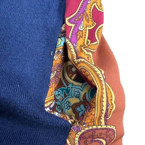 Chico's Navy Open Front Cardigan with Paisley Lining - Picture 6 of 12